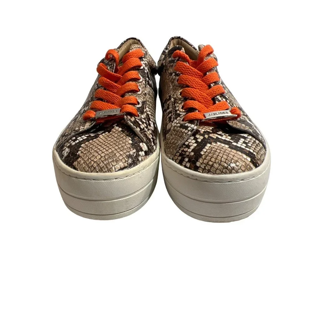 J Slides Hilton Snakeskin Brown Leather upper Platform Womens Sneakers Sneaker